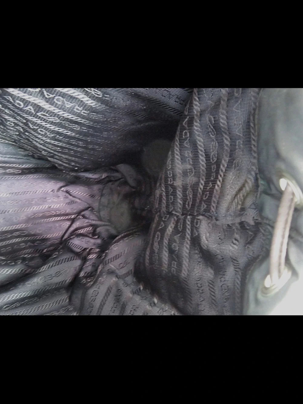 Prada Dark Green Nylon Drawstring Backpack with Front Pockets